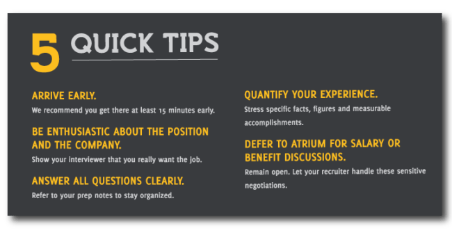 Quick Interview Prep Your Job Interview Prep Guide - Get The Job | Atrium Career Column